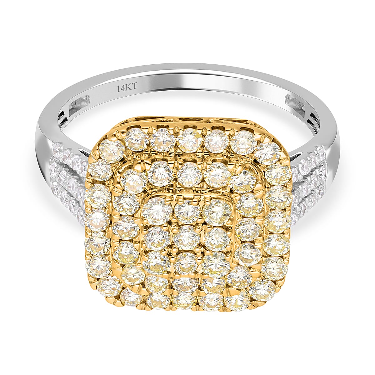 NY Closeout - 14K Yellow & White Gold SGL Certified Natural Intense Yellow & White Diamond (I1-I2-GH) Ring 2.00 Ct