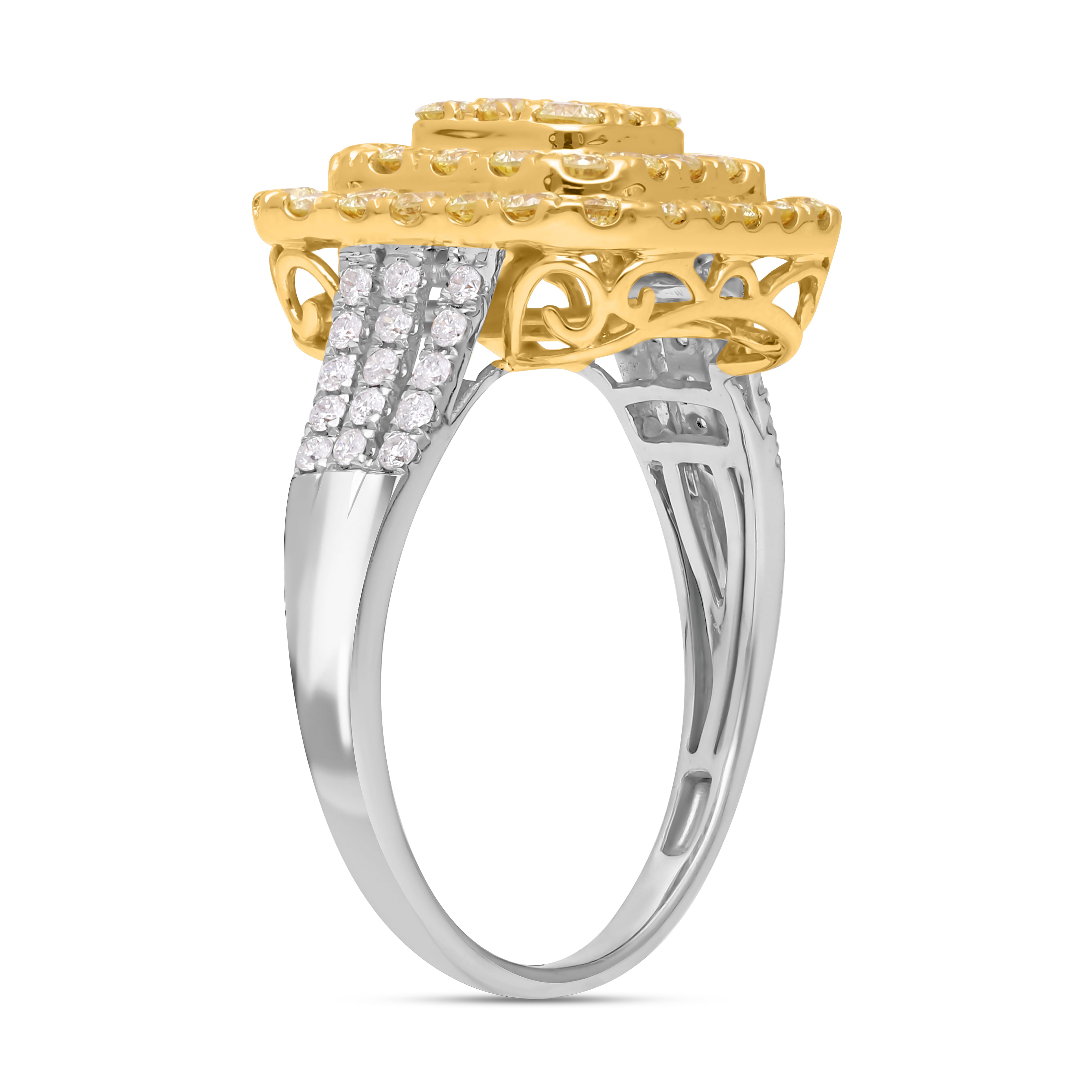 NY Closeout - 14K Yellow & White Gold SGL Certified Natural Intense Yellow & White Diamond (I1-I2-GH) Ring 2.00 Ct