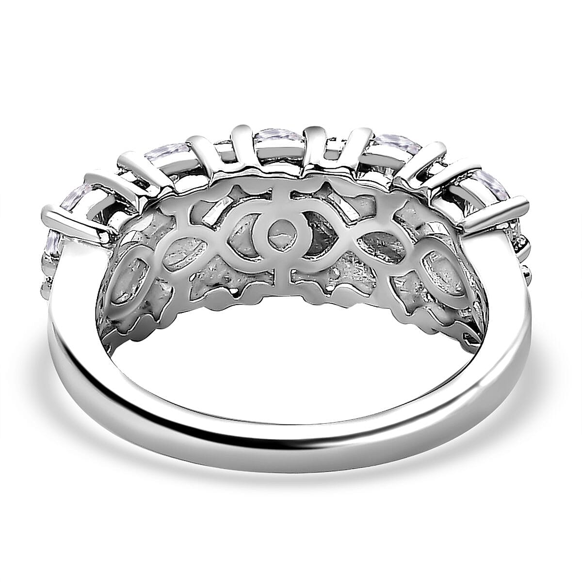 D'Joy Moissanite Cluster Ring in Platinum Overlay Sterling Silver 2.33 Ct.