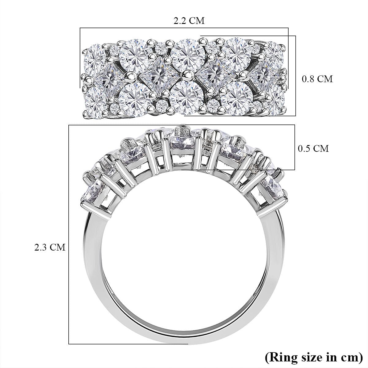 D'Joy Moissanite Cluster Ring in Platinum Overlay Sterling Silver 2.33 Ct.