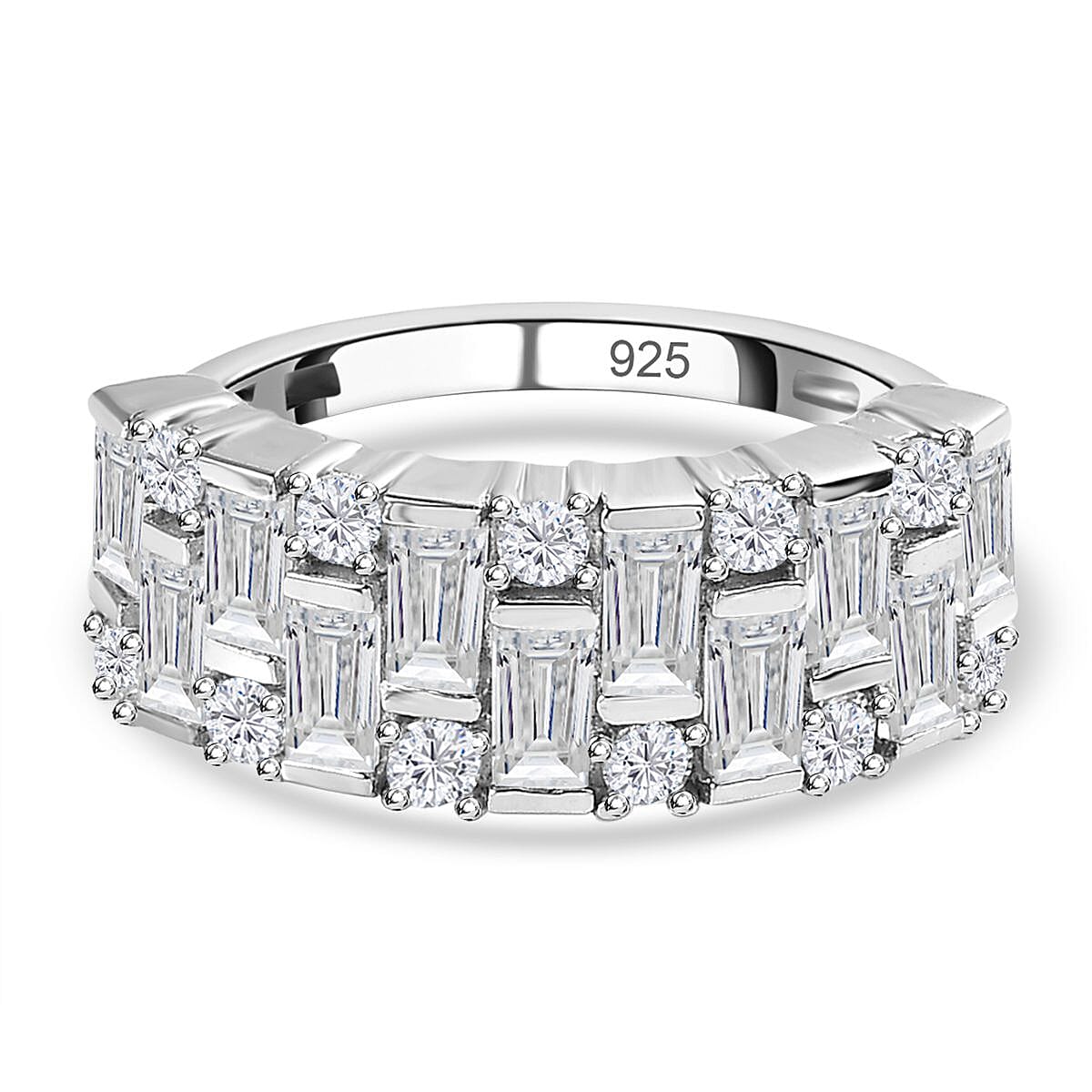 1.53 Ct. Moissanite Half Eternity Ring in Platinum Overlay Sterling Silver
