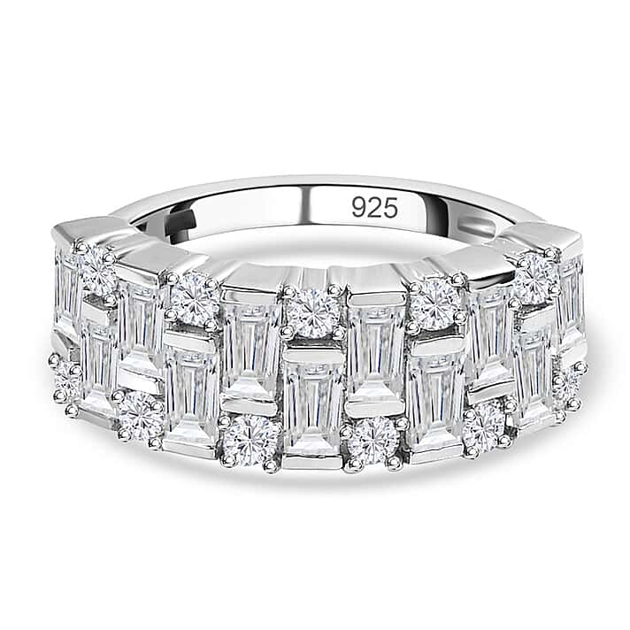 1.53 Ct. Moissanite Half Eternity Ring in Platinum Overlay Sterling Silver