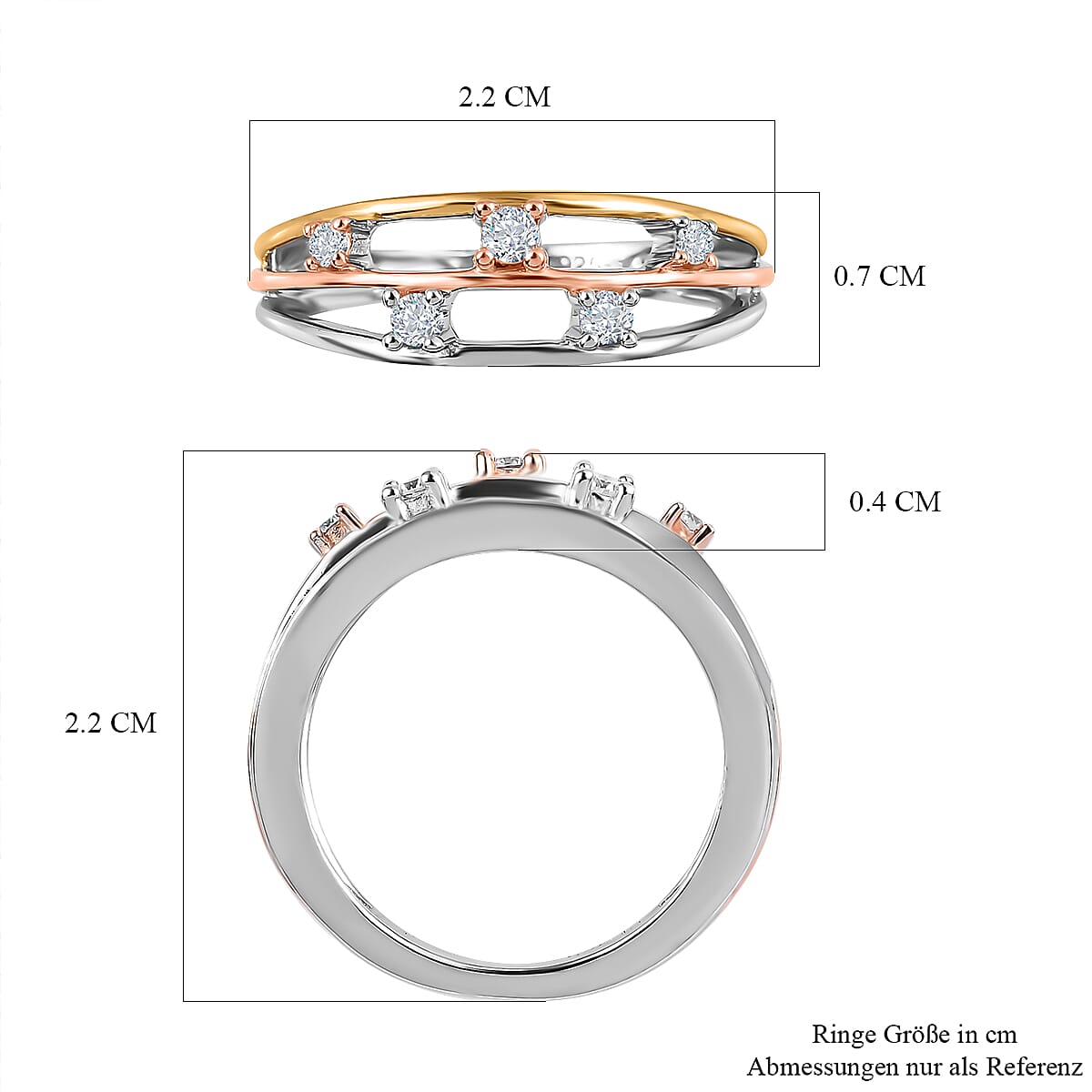 Moissanite Ring in Three-Tone Plating Moissanite Ring in Three-Tone Plating