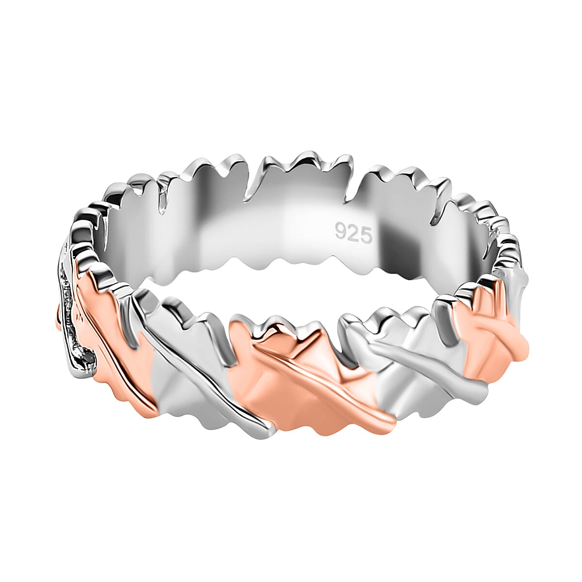 18K Vermeil Rose Gold and Platinum Plated Sterling Silver Band Ring