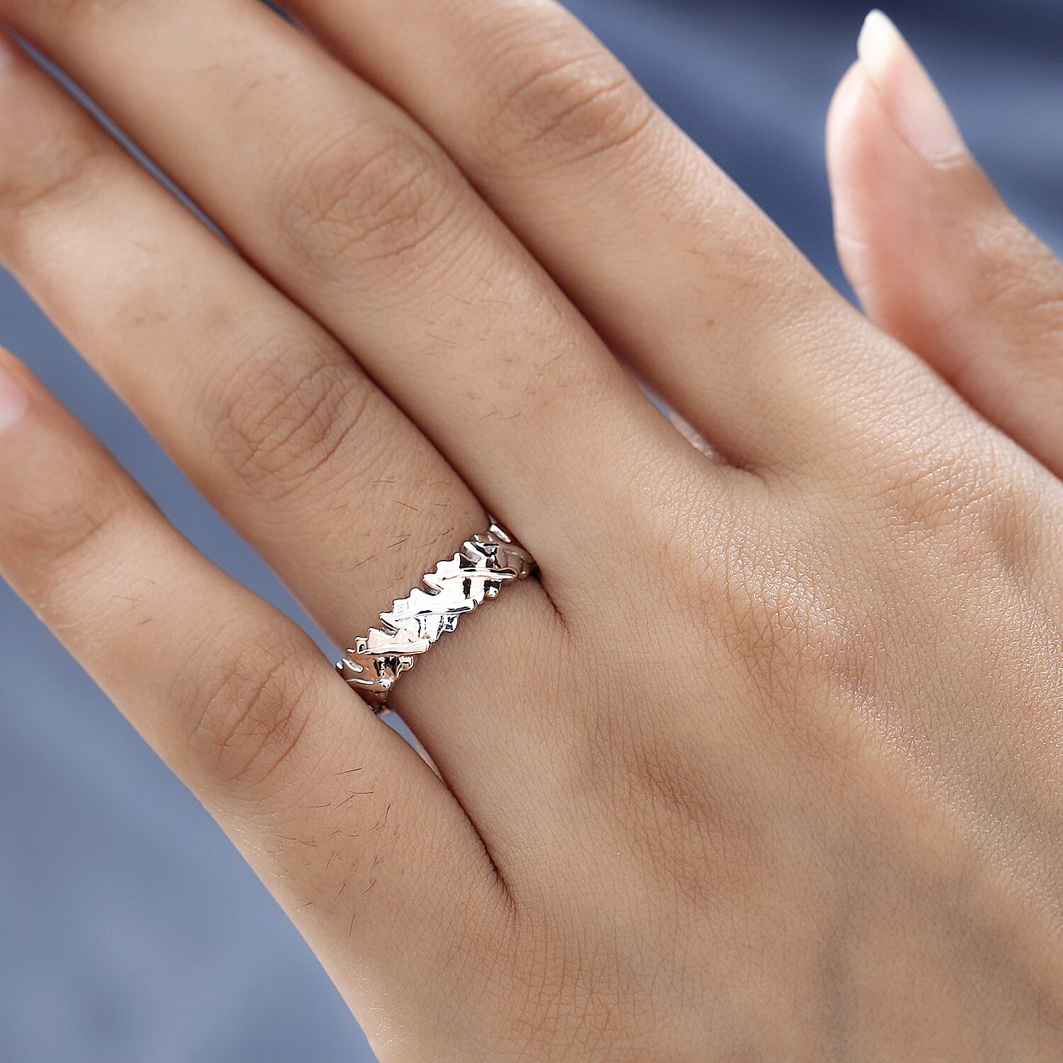 18K Vermeil Rose Gold and Platinum Plated Sterling Silver Band Ring