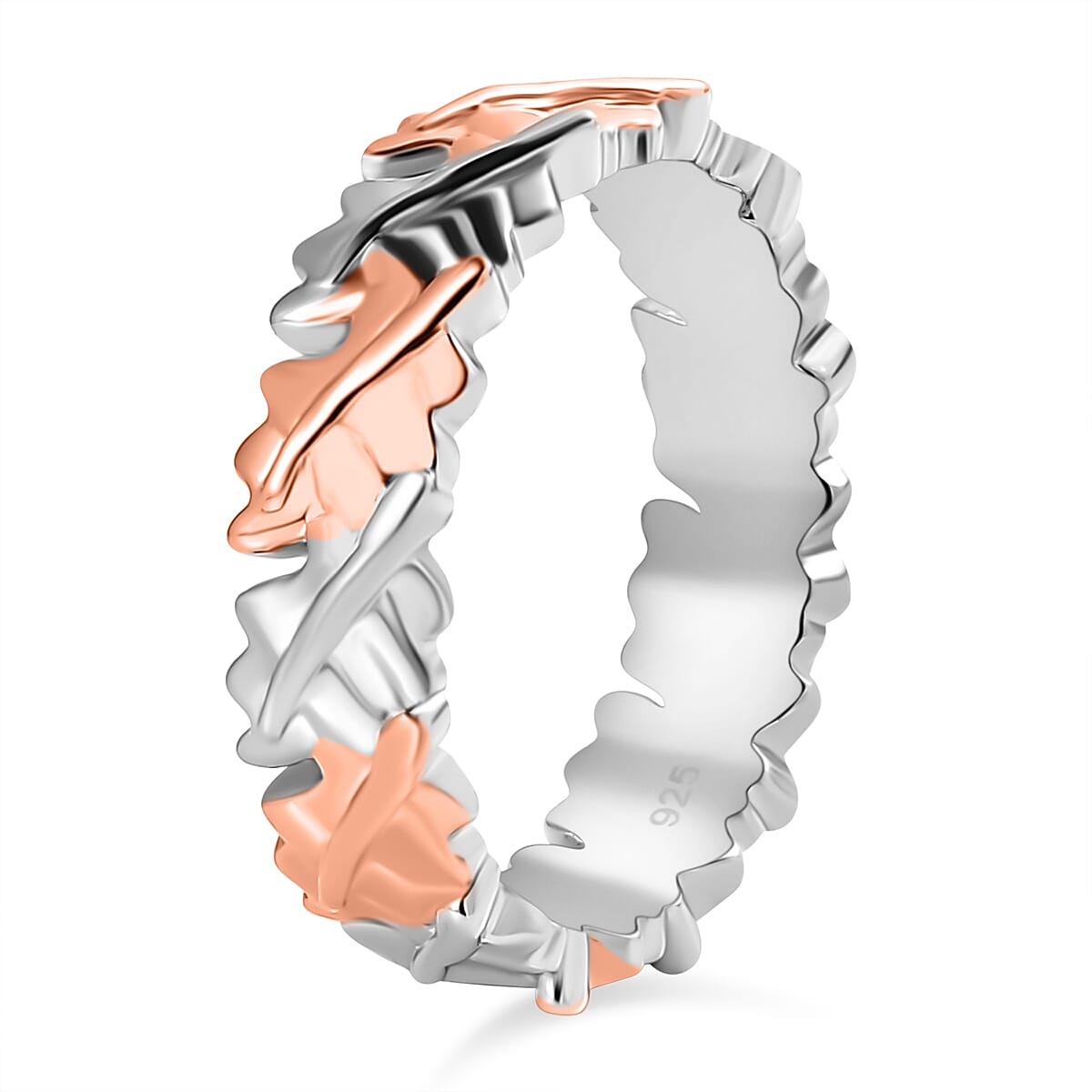 18K Vermeil Rose Gold and Platinum Plated Sterling Silver Band Ring