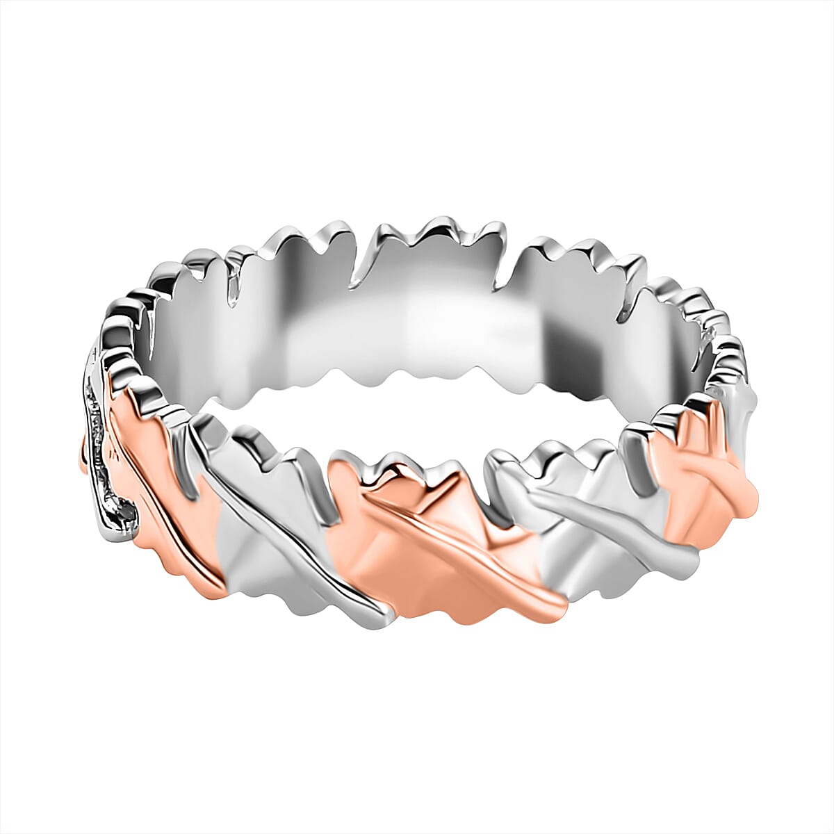 18K Vermeil Rose Gold and Platinum Plated Sterling Silver Band Ring