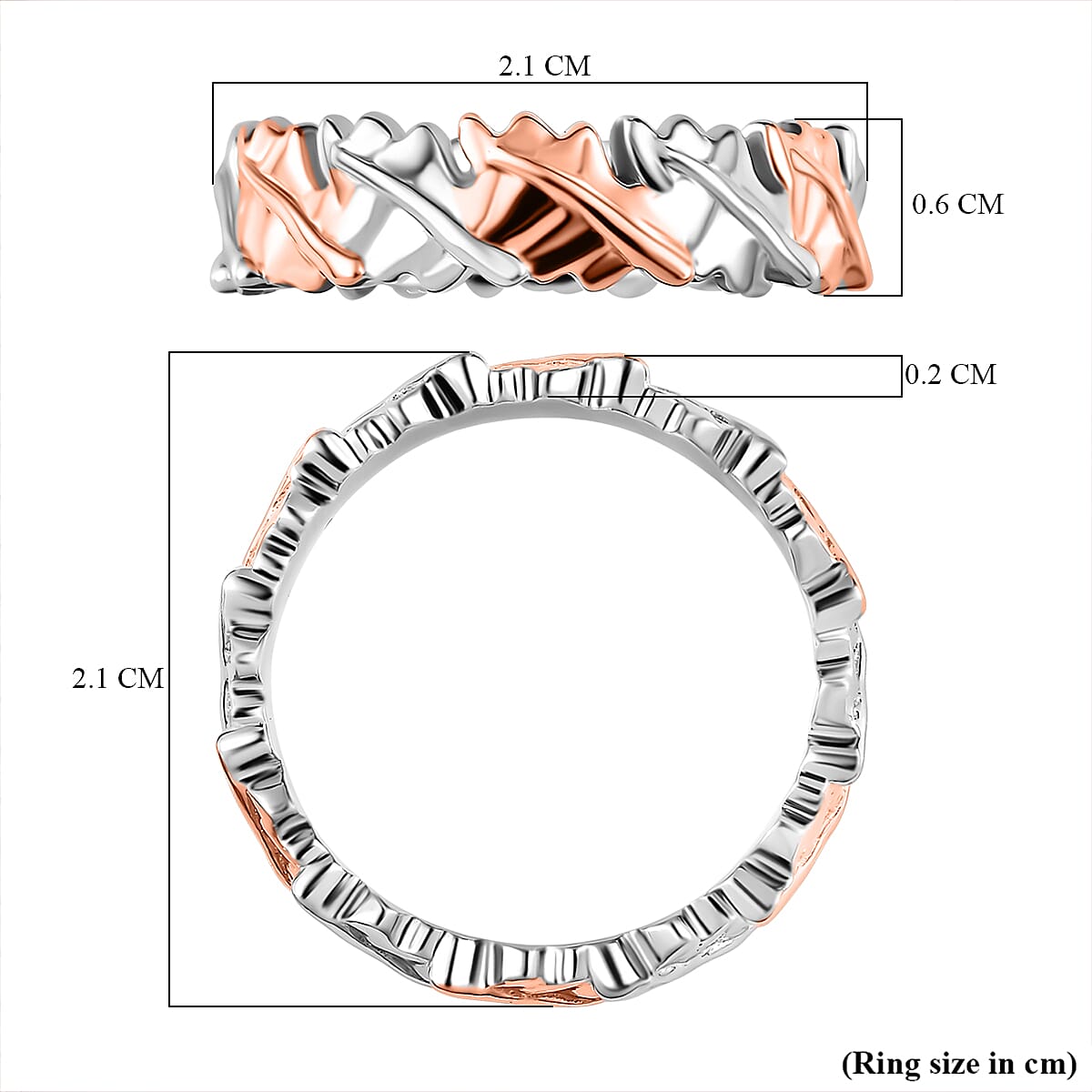 18K Vermeil Rose Gold and Platinum Plated Sterling Silver Band Ring