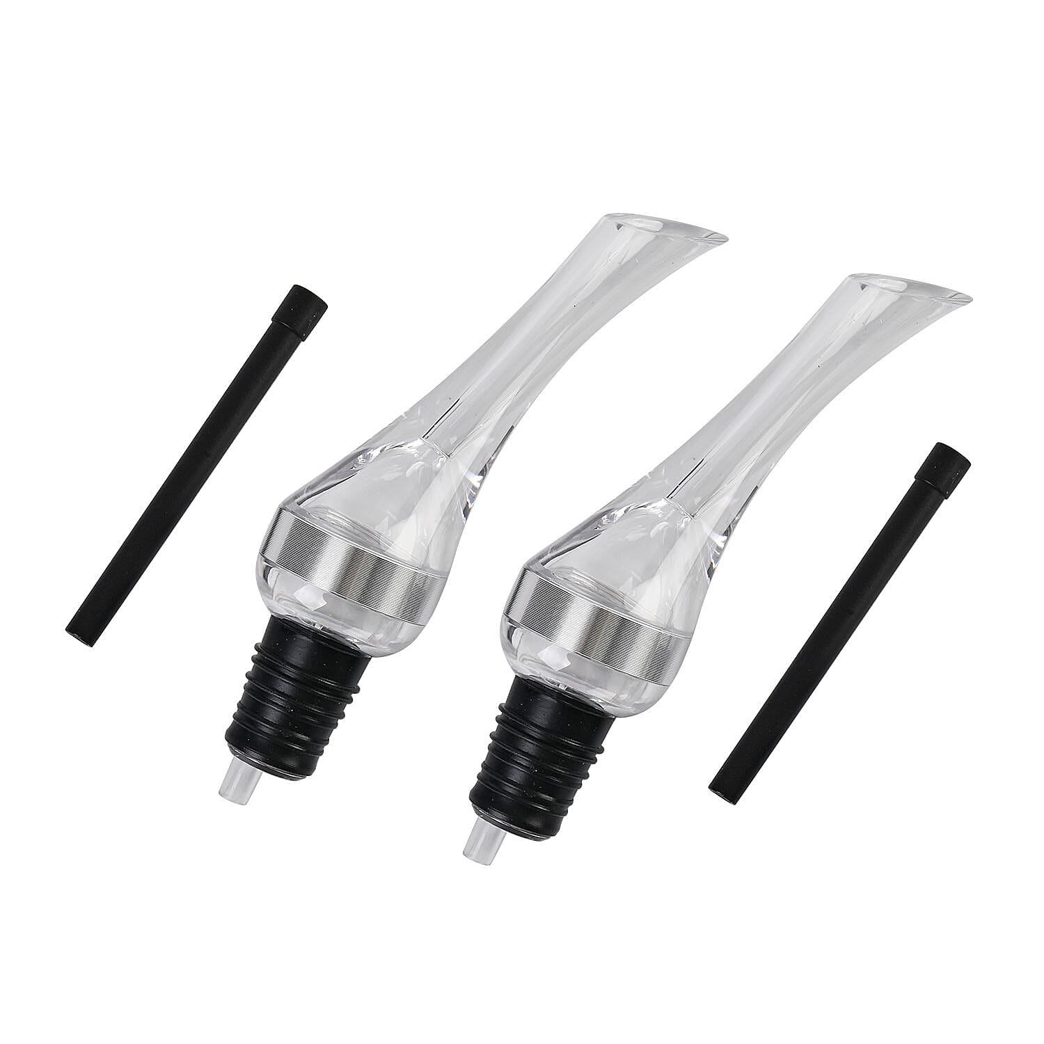 Set of 2  Wine Aerator - Silver & Transparent