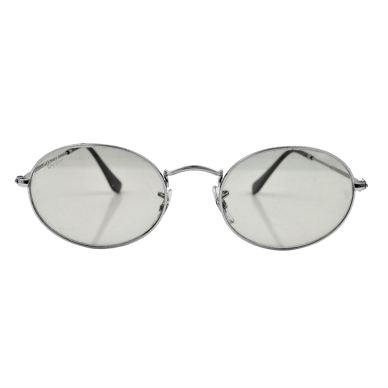 RAY BAN CLOSE OUT - Unisex Oval Metal Sunglasses - Silver Light Green