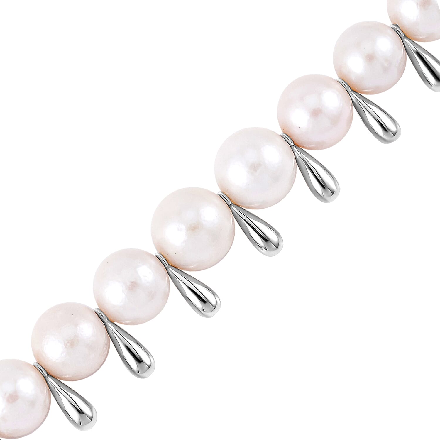 Lucy Q Pearl Drop Collection - Edison Pearl Bracelet (Size - 8) in Rhodium Overlay Sterling Silver