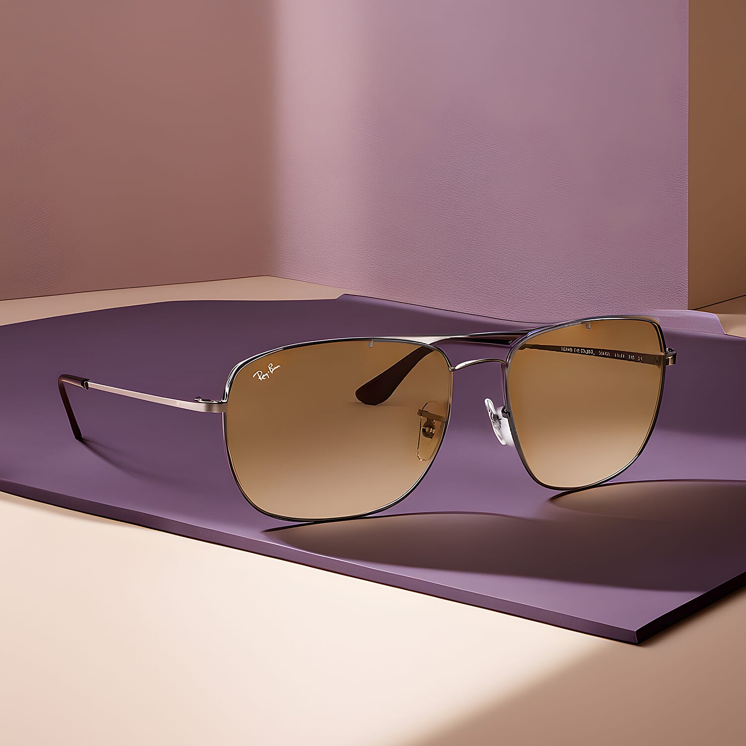 RAY BAN CLOSE OUT - Unisex Oval Square Sunglasses - Gunmetal Brown