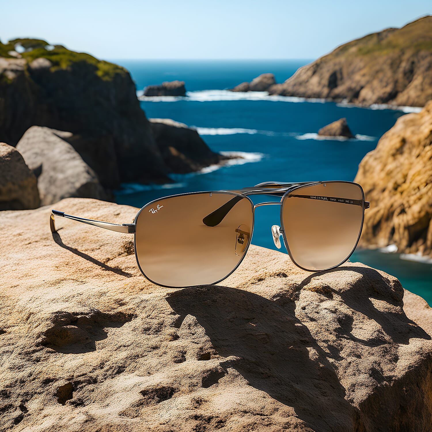 RAY BAN CLOSE OUT - Unisex Oval Square Sunglasses - Gunmetal Brown