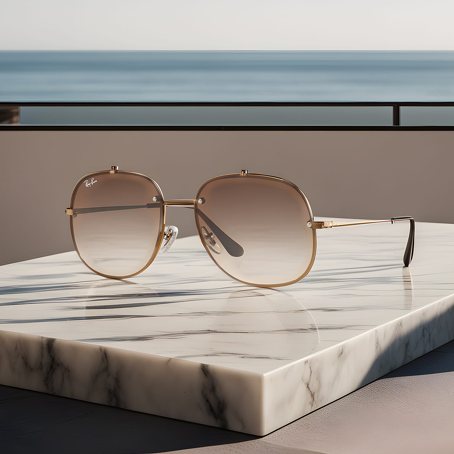 RAY BAN CLOSE OUT - Unisex Square Sunglasses - Light Brown