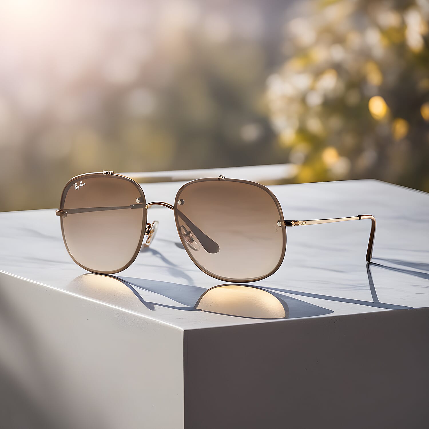 RAY BAN CLOSE OUT - Unisex Square Sunglasses - Light Brown