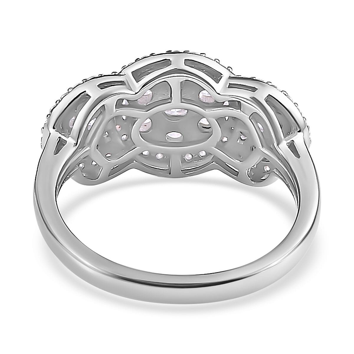 Moissanite Ring in Platinum Overlay Sterling Silver 1.22 Ct.