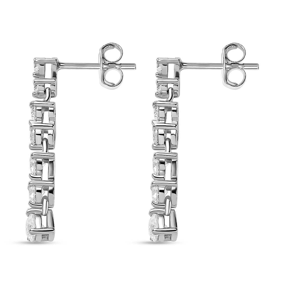 Moissanite Earrings in Platinum Overlay Sterling Silver