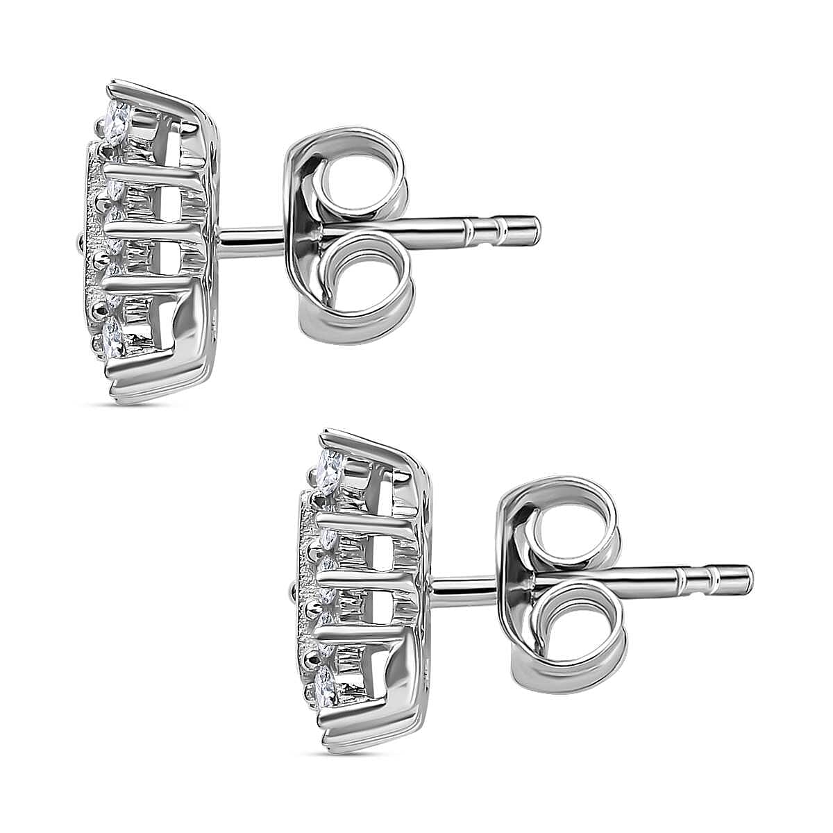 Moissanite Stud Earrings in Platinum Overlay Sterling Silver