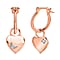 Diamond Heart Earrings in 18K Rose Gold Vermeil Plated Sterling Silver, Silver Wt. 5.97 Gms