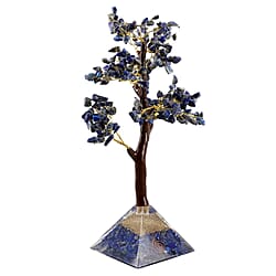 Green Aventurine Handmade Gemstone Tree of Life Table Decor with Orgone Pyramid Base