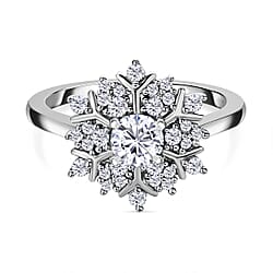 Moissanite Cluster Ring in Sterling Silver