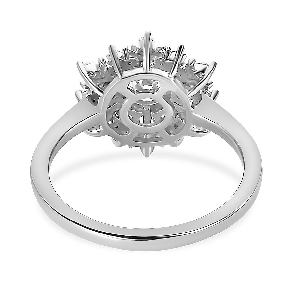 Moissanite Cluster Ring in Sterling Silver