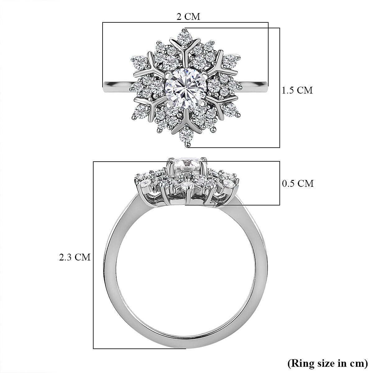 Moissanite Cluster Ring in Sterling Silver