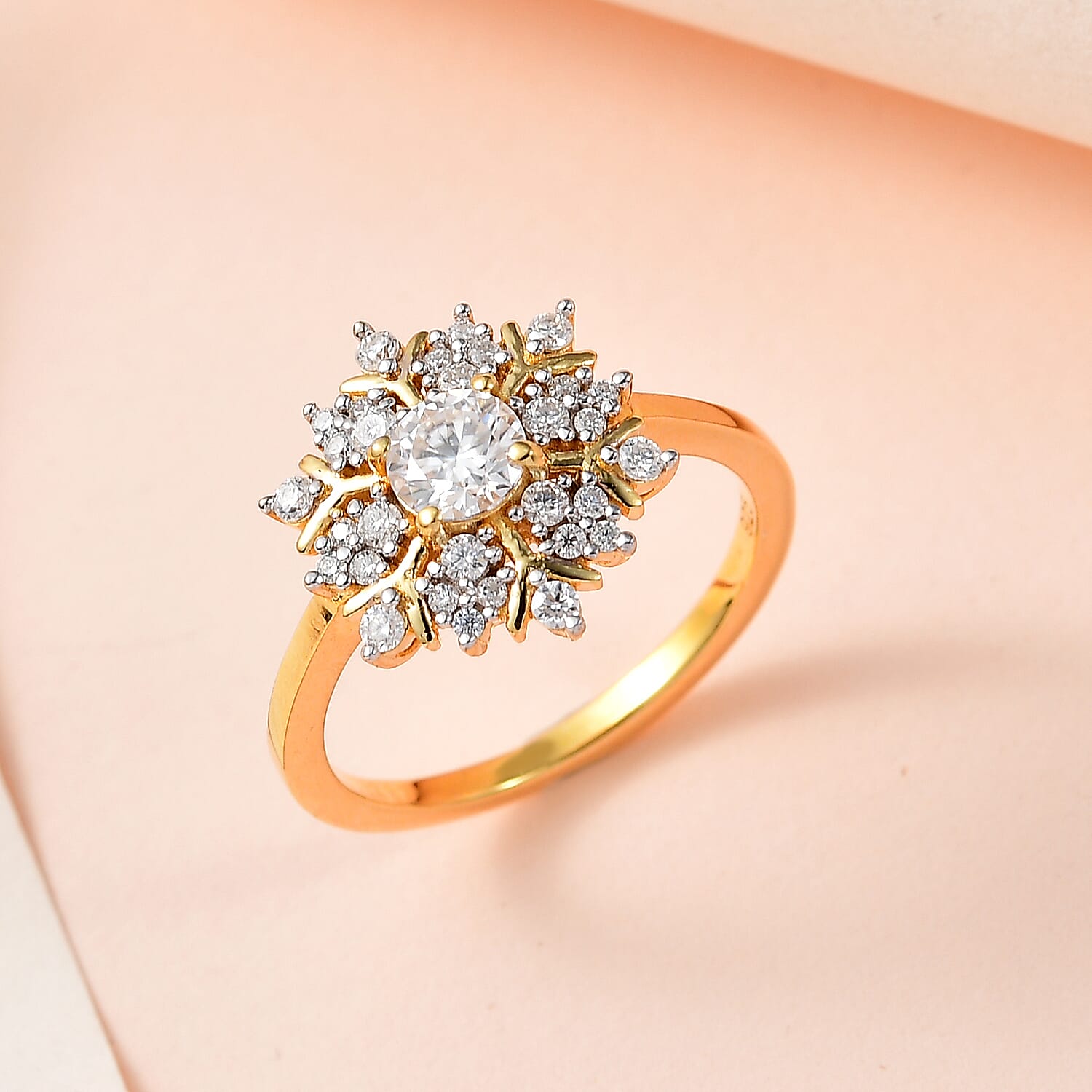 Moissanite Cluster Ring in Sterling Silver