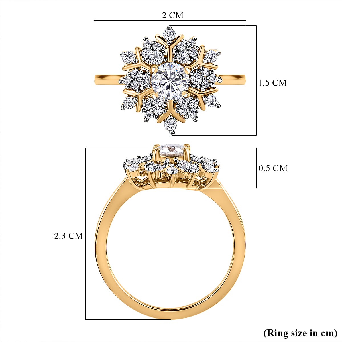 Moissanite Cluster Ring in Sterling Silver