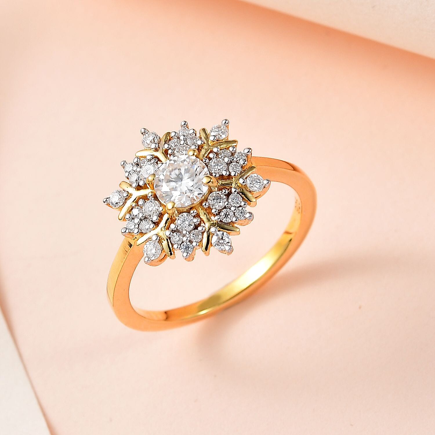 Moissanite Cluster Ring in Sterling Silver