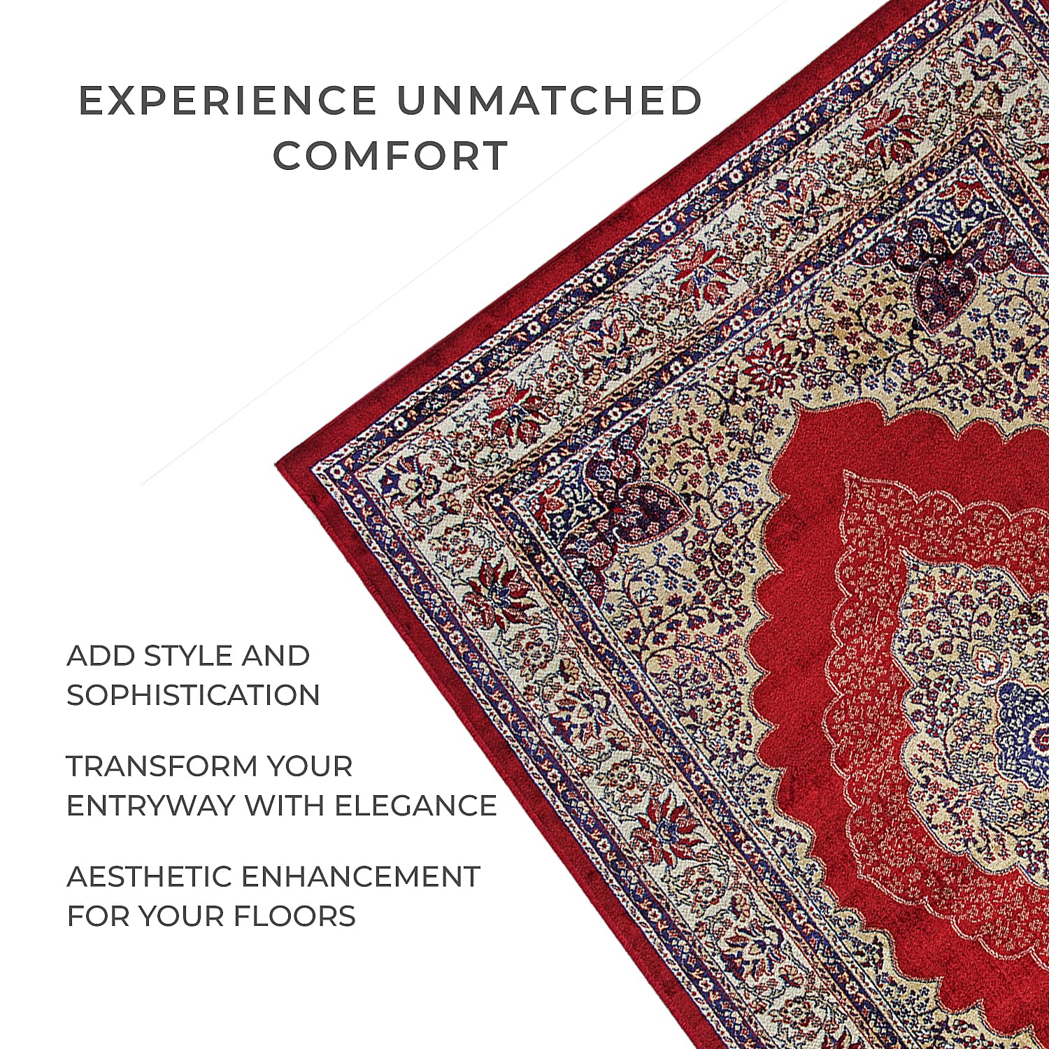 Luxurious Pile Carpet with Kashmiri Print (Size 180x120cm) - Burgundy & Beige