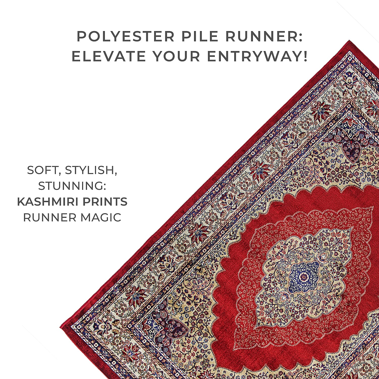 Luxurious Pile Carpet with Kashmiri Print (Size 180x120cm) - Burgundy & Beige