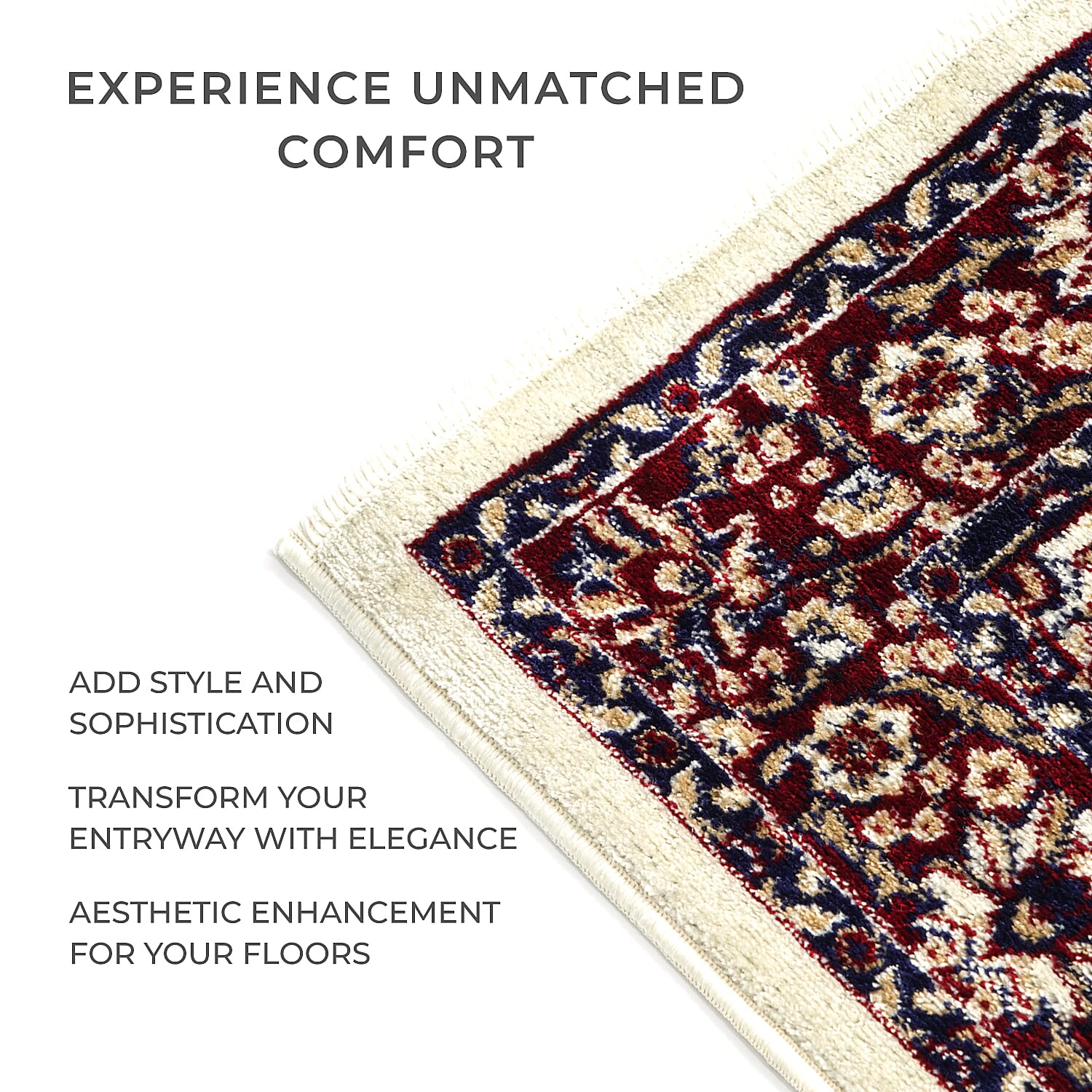 Luxurious Pile Runner with Kashmiri Print (180x66 cm) - Brown - Multi