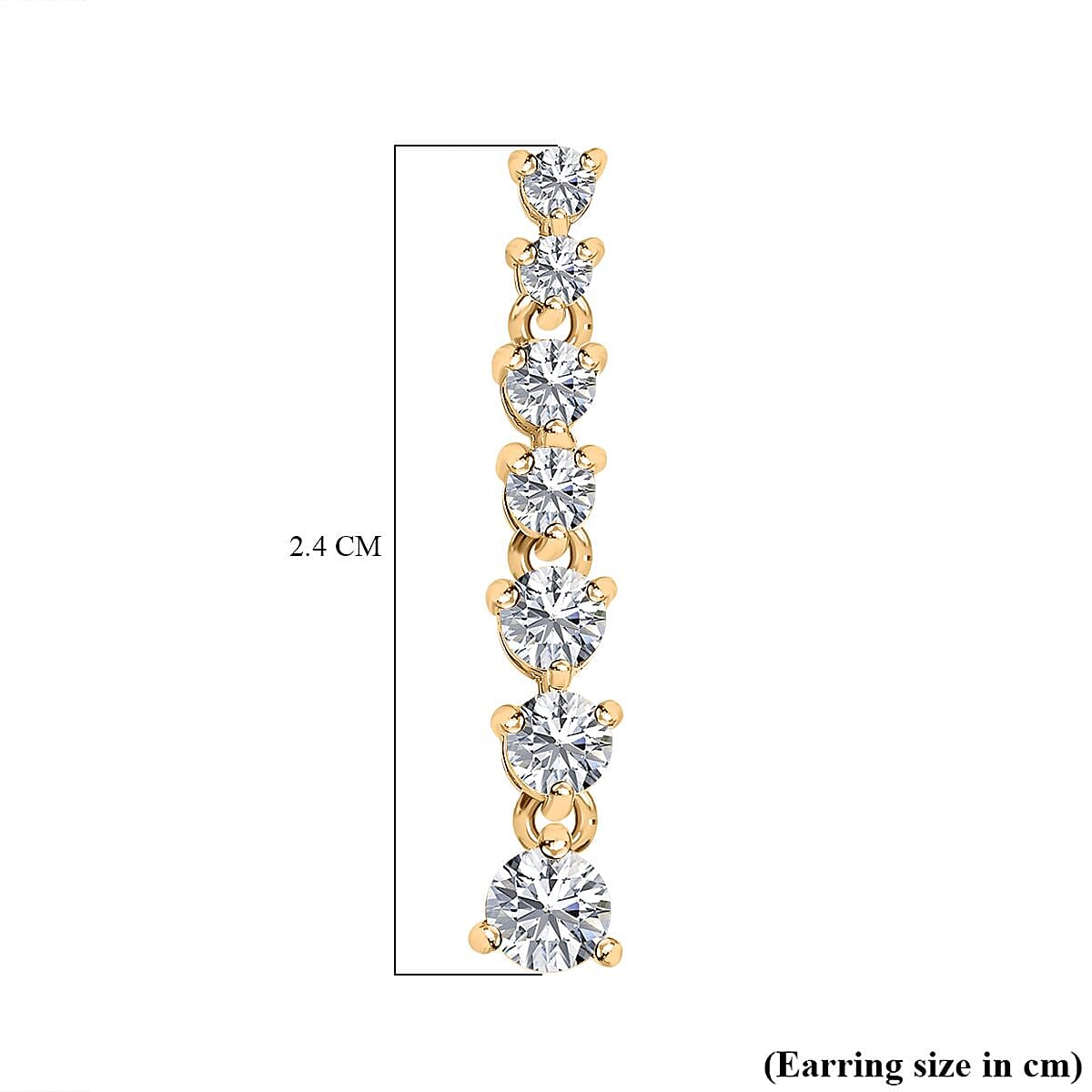 Moissanite Dangle Earrings in 18K Yellow Gold Vermeil Plated Sterling Silver 1.08 Ct.
