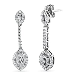 Moissanite Dangling Earring in Platinum Overlay Sterling Silver 1.110 Ct
