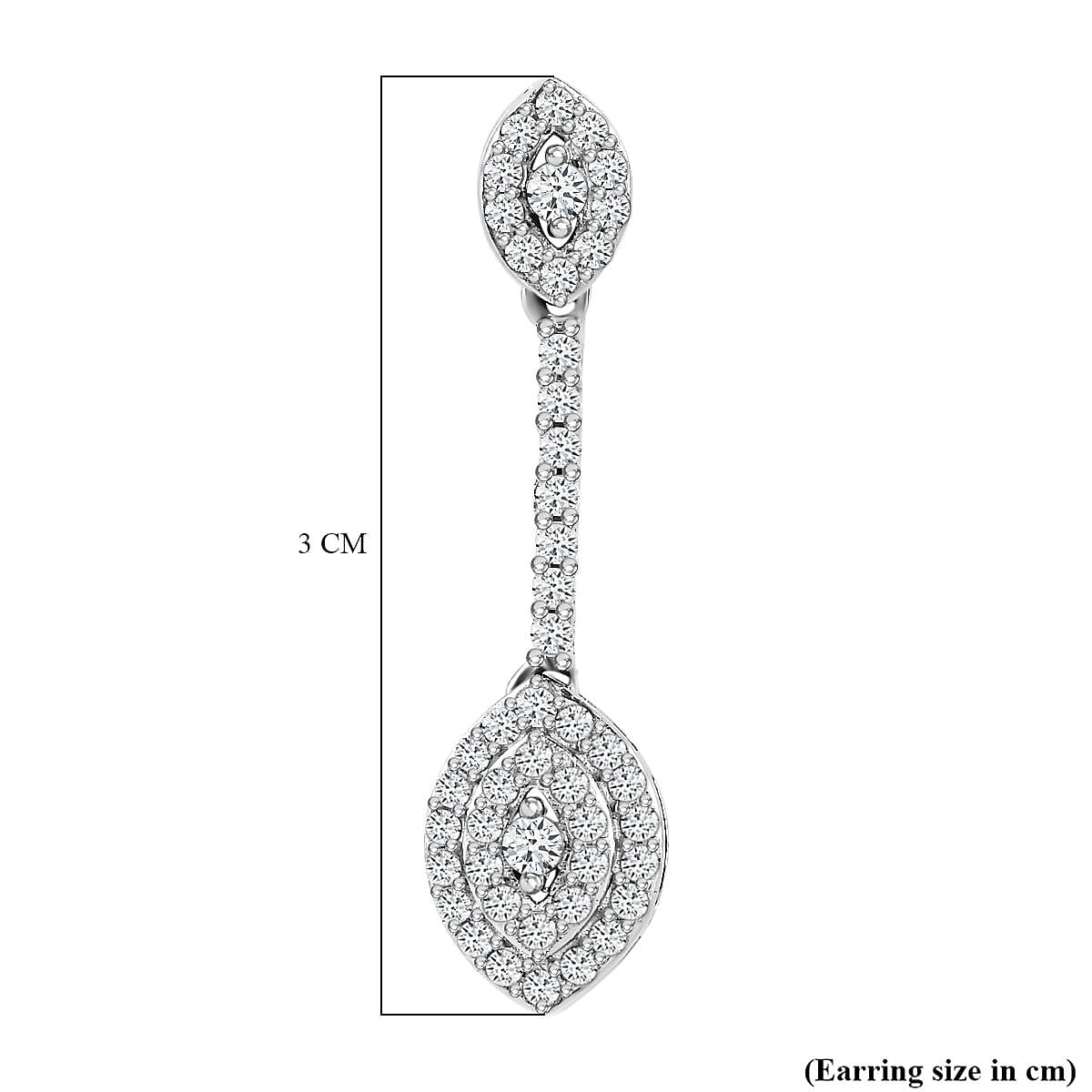 Moissanite Dangle Earrings in Platinum Overlay Sterling Silver 1.10 Ct