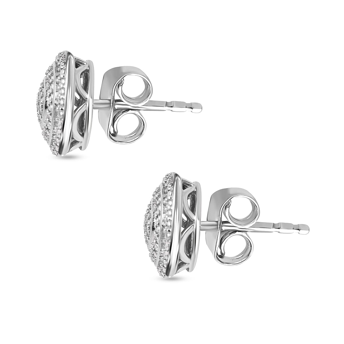10 Diamond - NY Closeout Diamond Earrings in Rhodium Overlay Sterling Silver