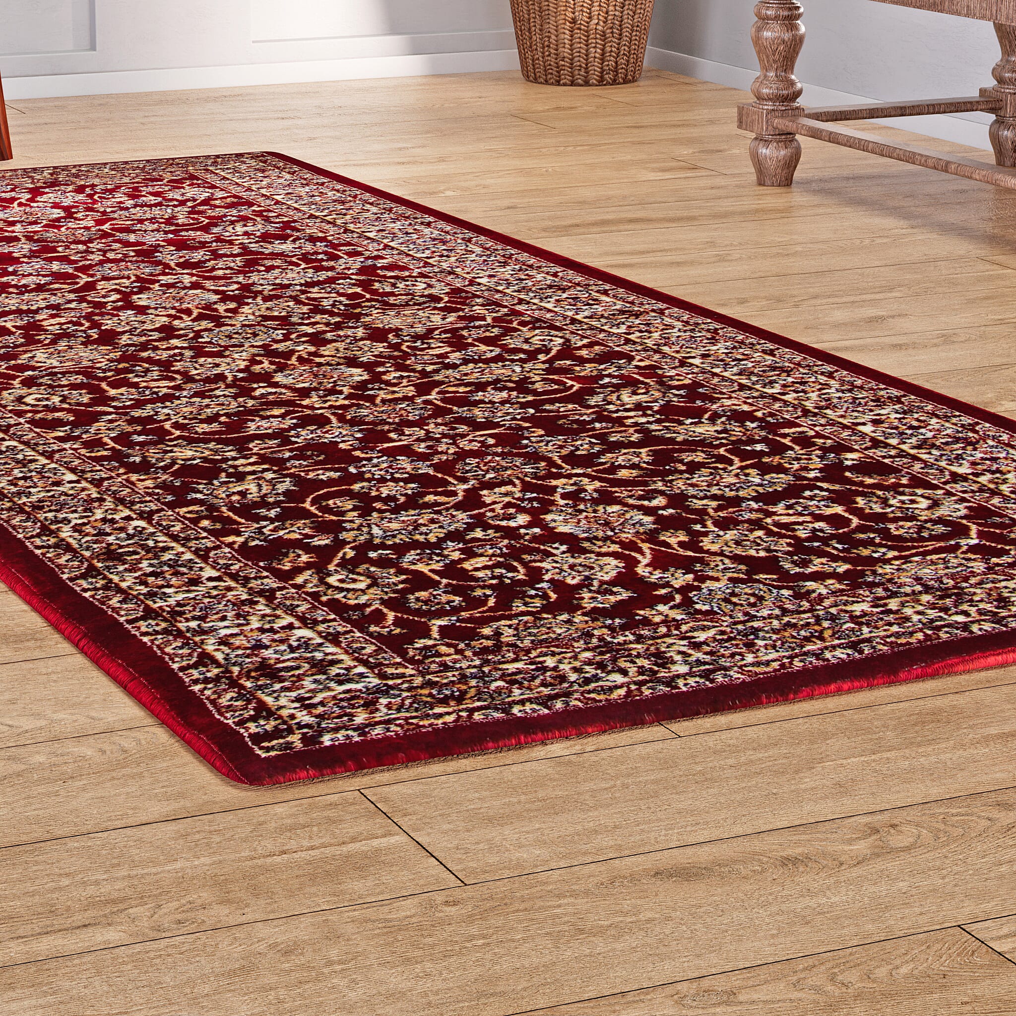 Luxurious Pile Runner with Kashmiri Print (180x66 cm) - Burgundy - Multi