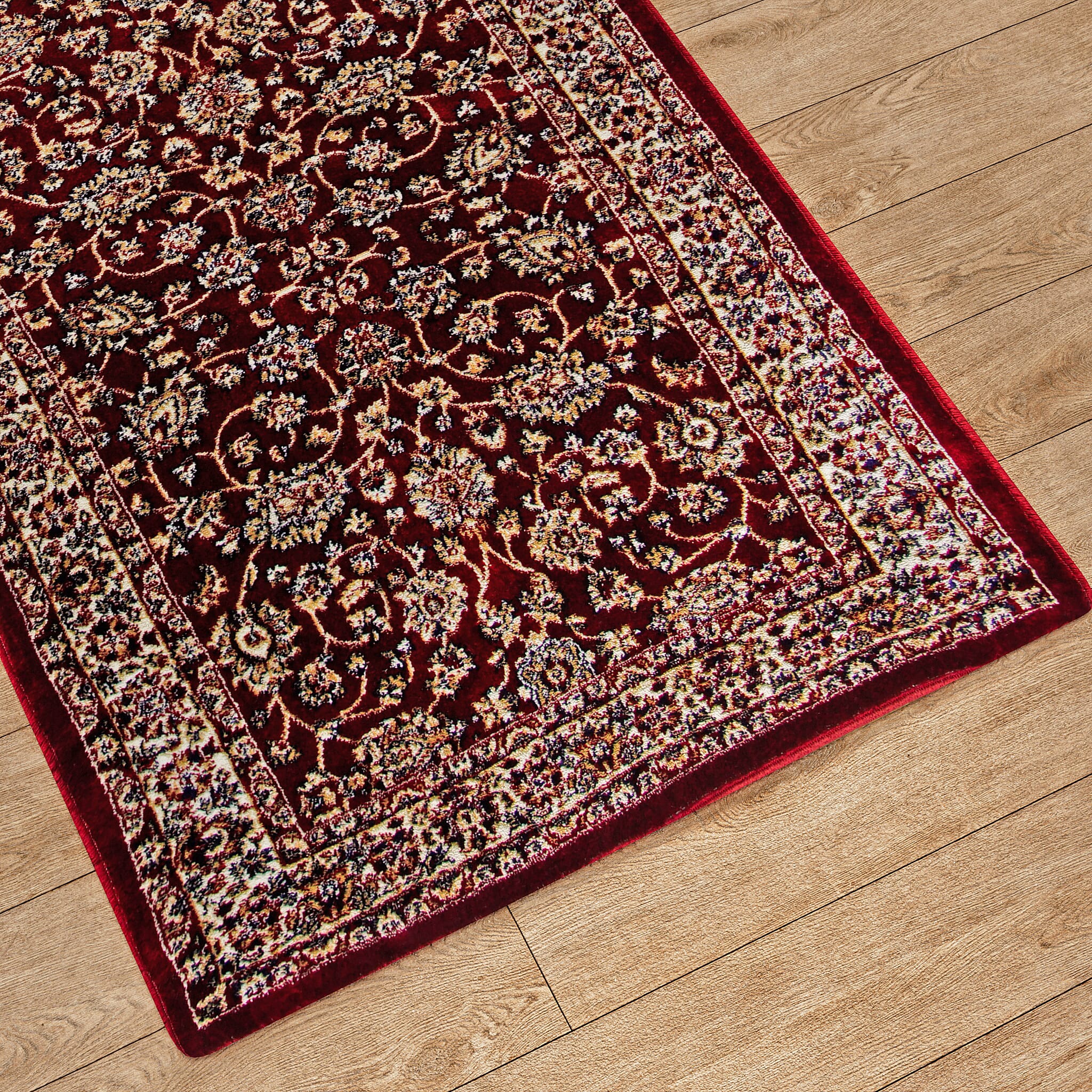 Luxurious Pile Runner with Kashmiri Print (180x66 cm) - Burgundy - Multi