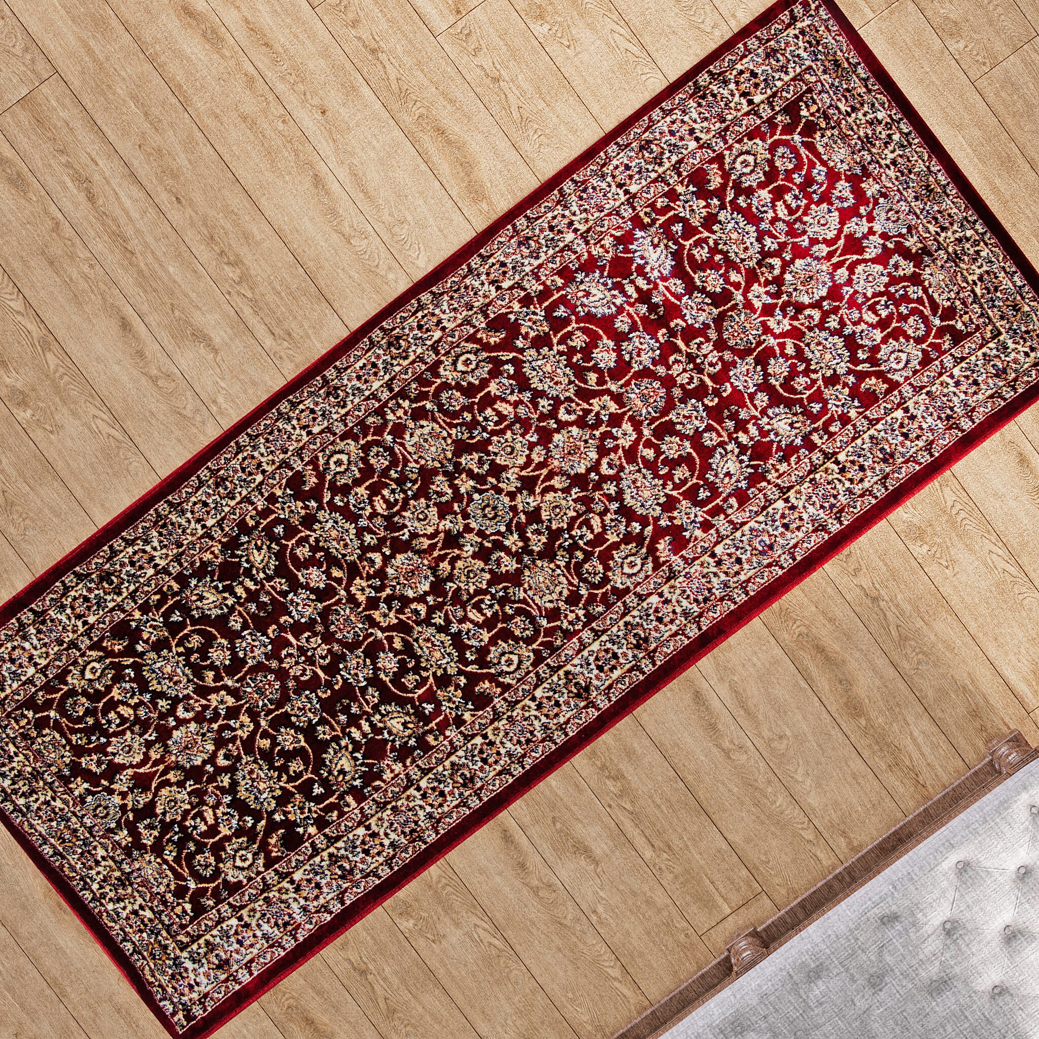 Luxurious Pile Runner with Kashmiri Print (180x66 cm) - Burgundy - Multi