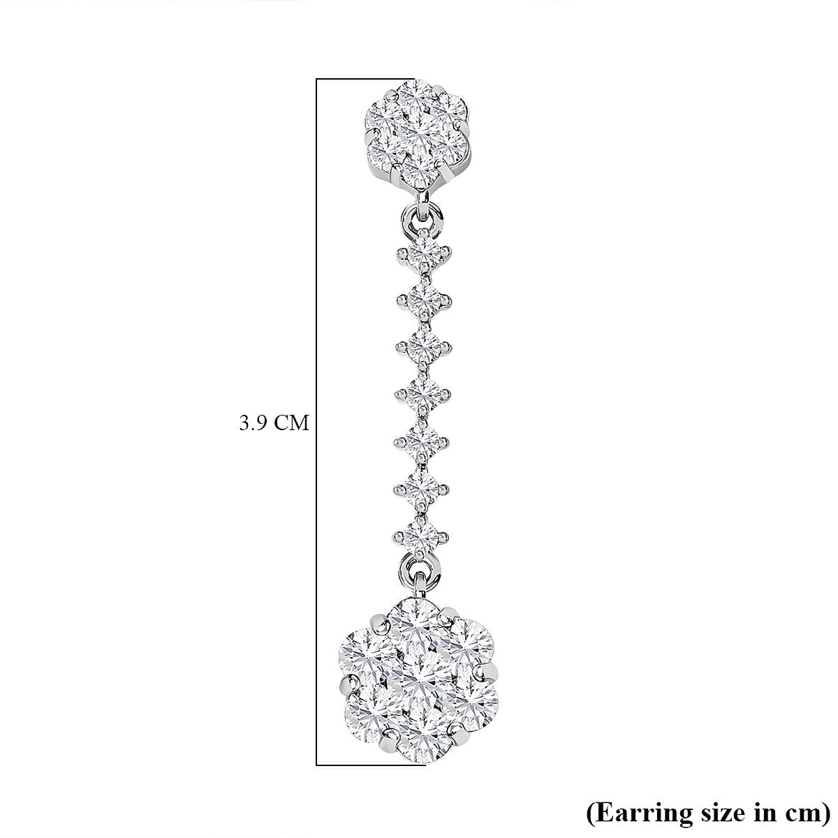 Moissanite Dangling Earring in Platinum Overlay Sterling Silver 2.28 ct 2.204 Ct.