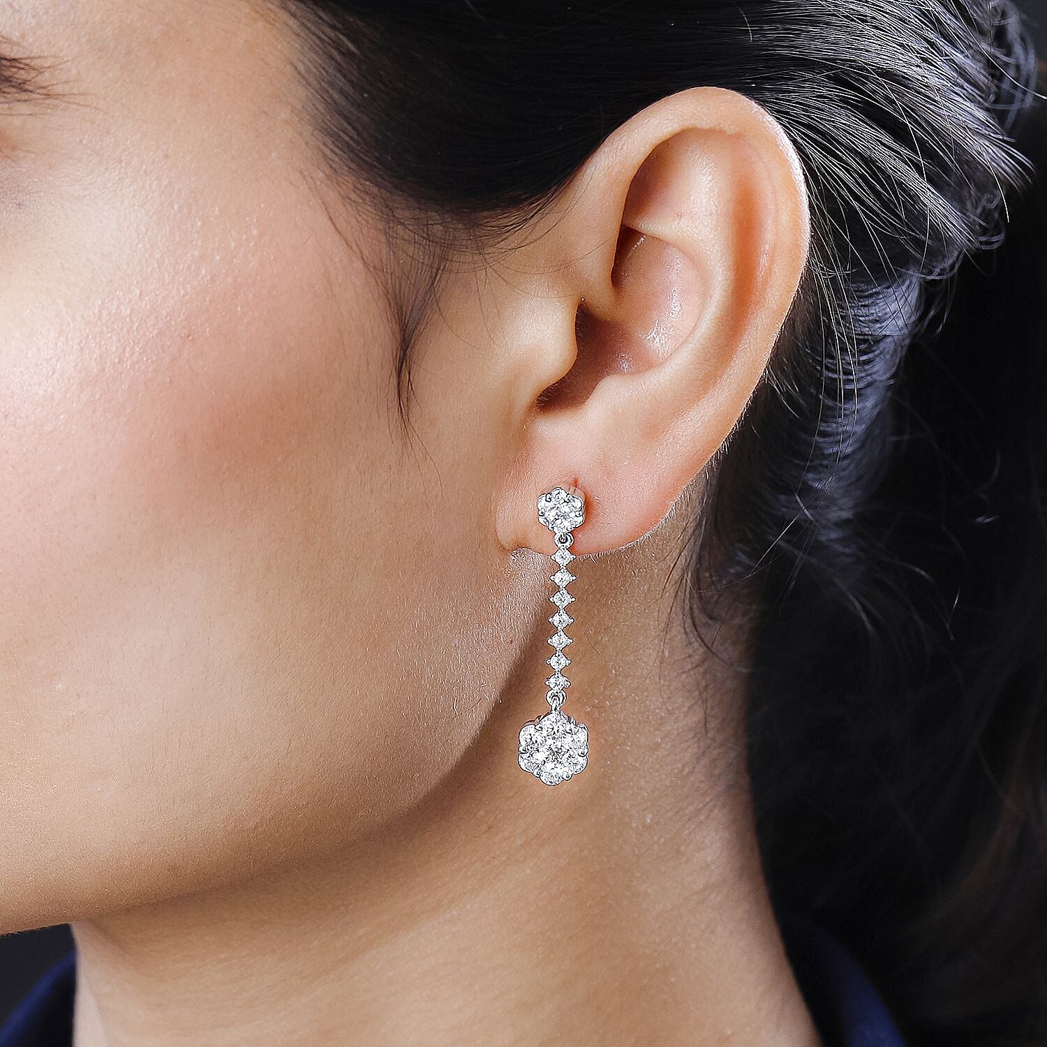 Moissanite Dangling Earrings in 18K Rose Gold Vermeil Plated Sterling Silver 2.20 Ct.