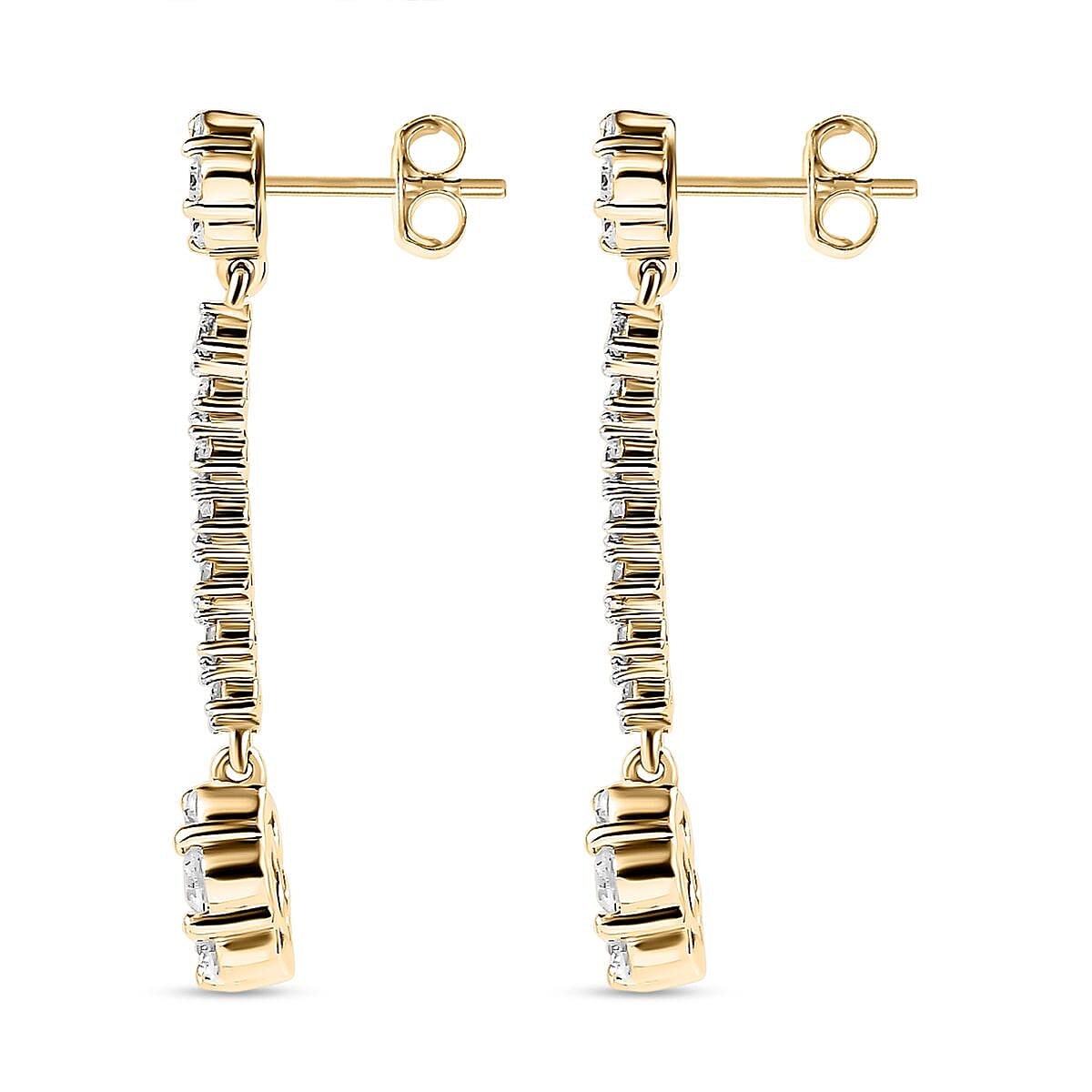 Moissanite Dangling Earrings in 18K Yellow Gold Vermeil Plated Sterling Silver 2.20 Ct.