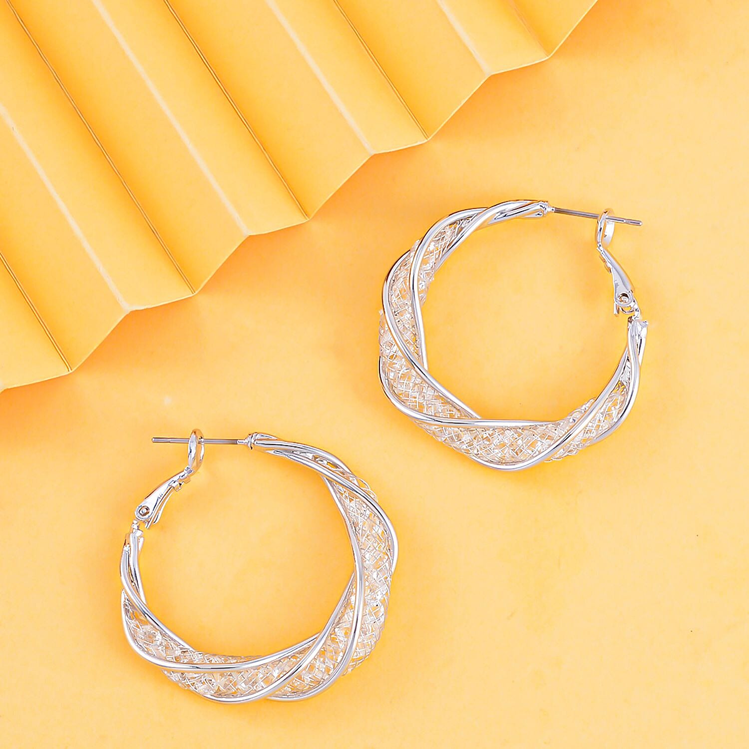 White Crystal Earring Pure White Brass 0.01 ct 0.010 Ct.