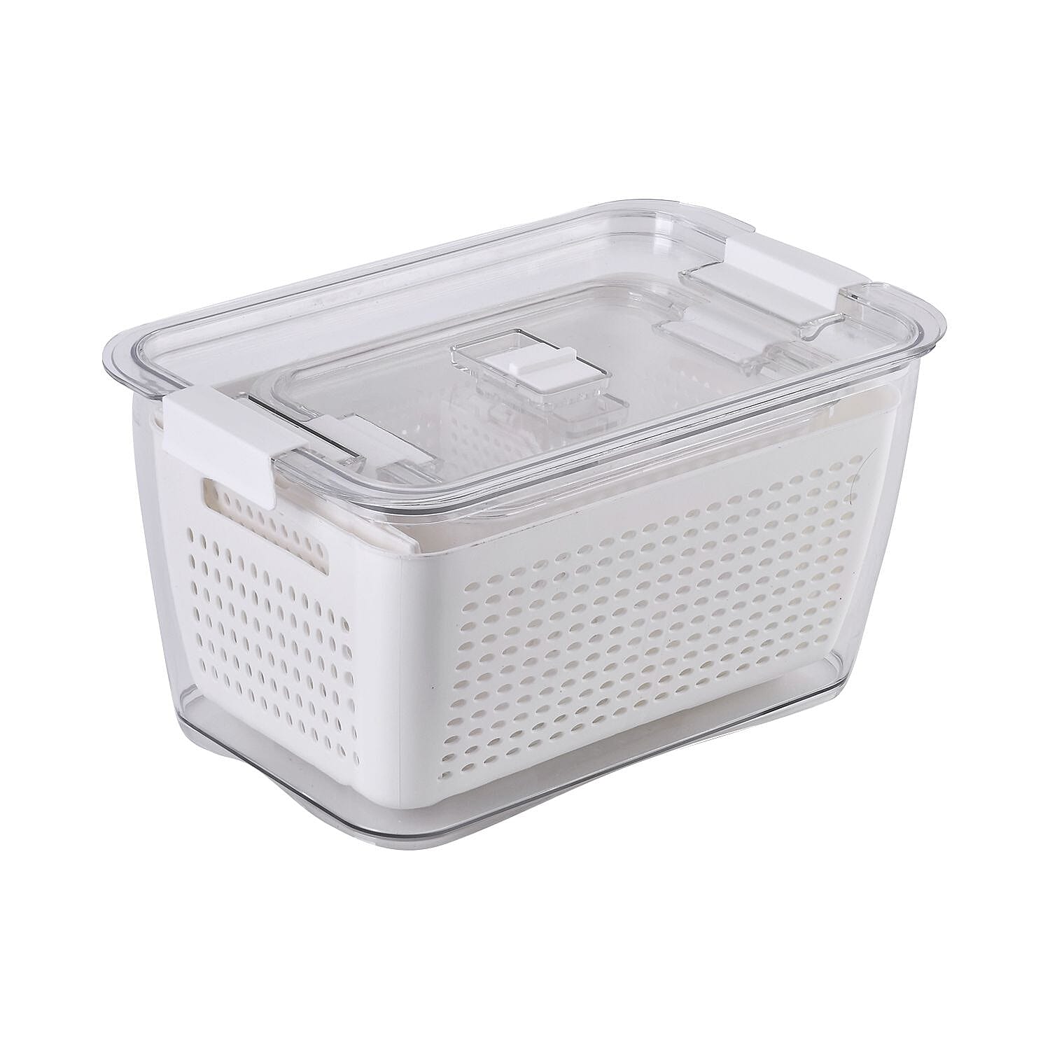 Set of 2  - Homesmart Food Storage Container with Lids (Size 28x18x14 cm, 20x14x11 cm) - Transparent - White