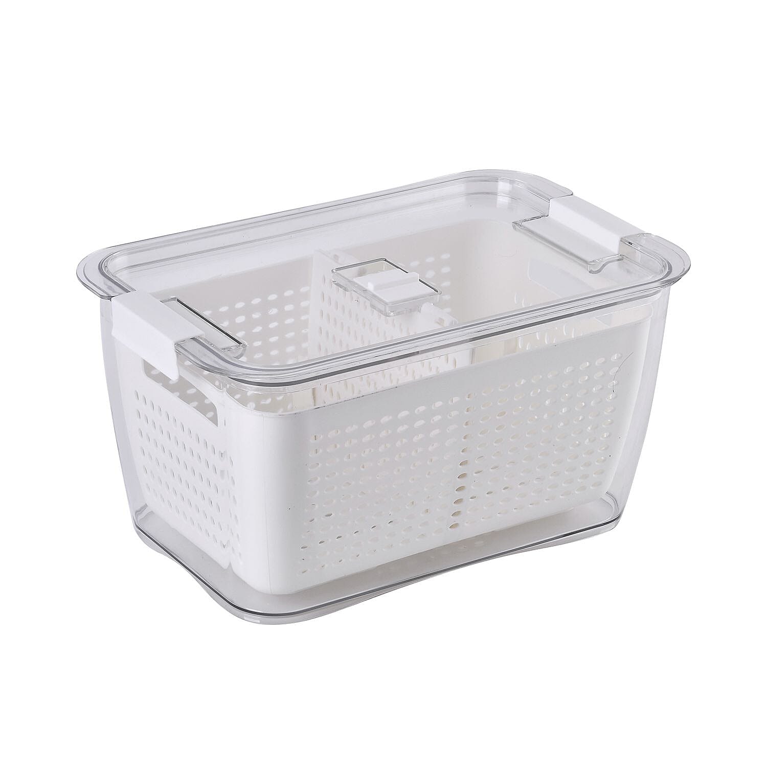 Set of 2  - Homesmart Food Storage Container with Lids (Size 28x18x14 cm, 20x14x11 cm) - Transparent - White