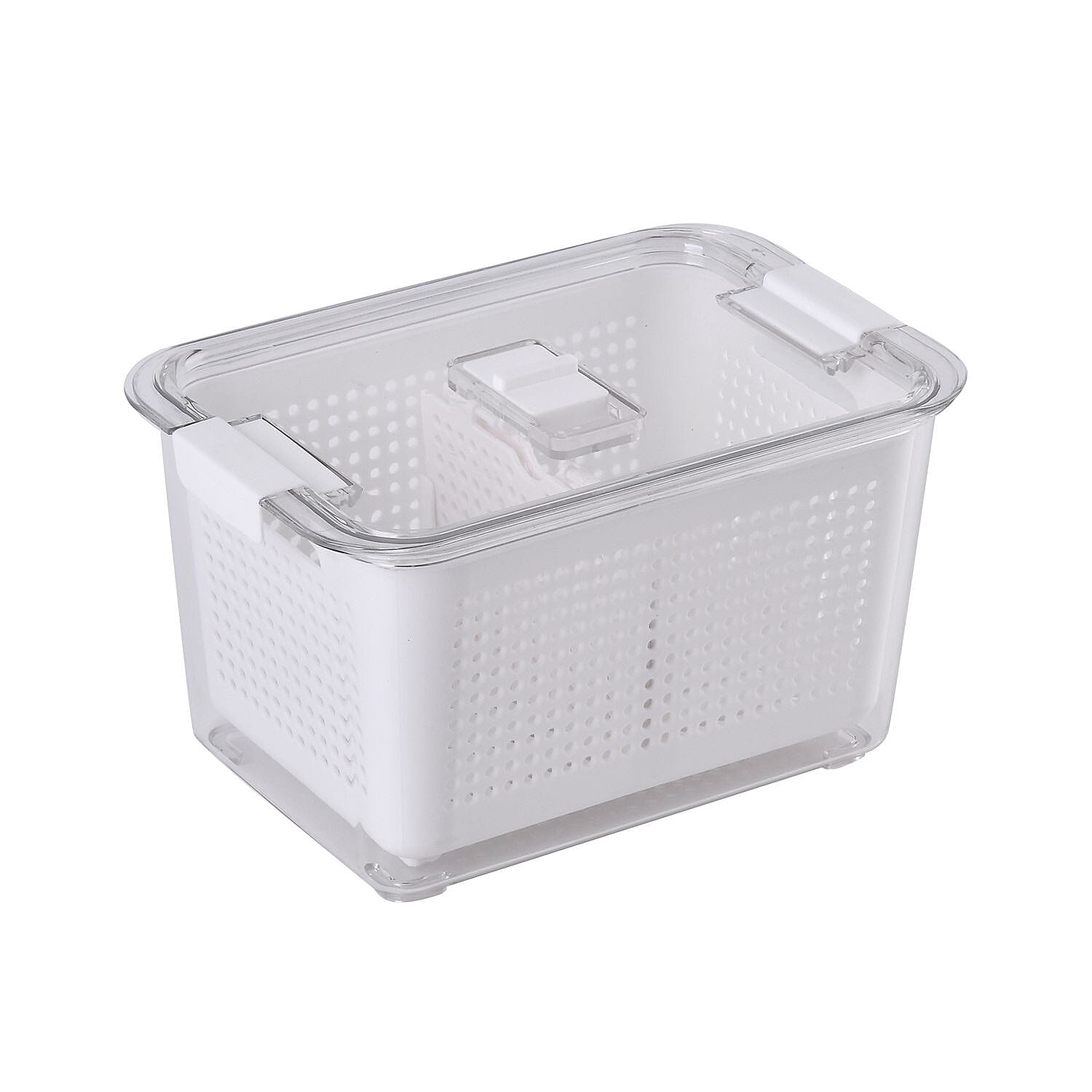 Set of 2  - Homesmart Food Storage Container with Lids (Size 28x18x14 cm, 20x14x11 cm) - Transparent - White