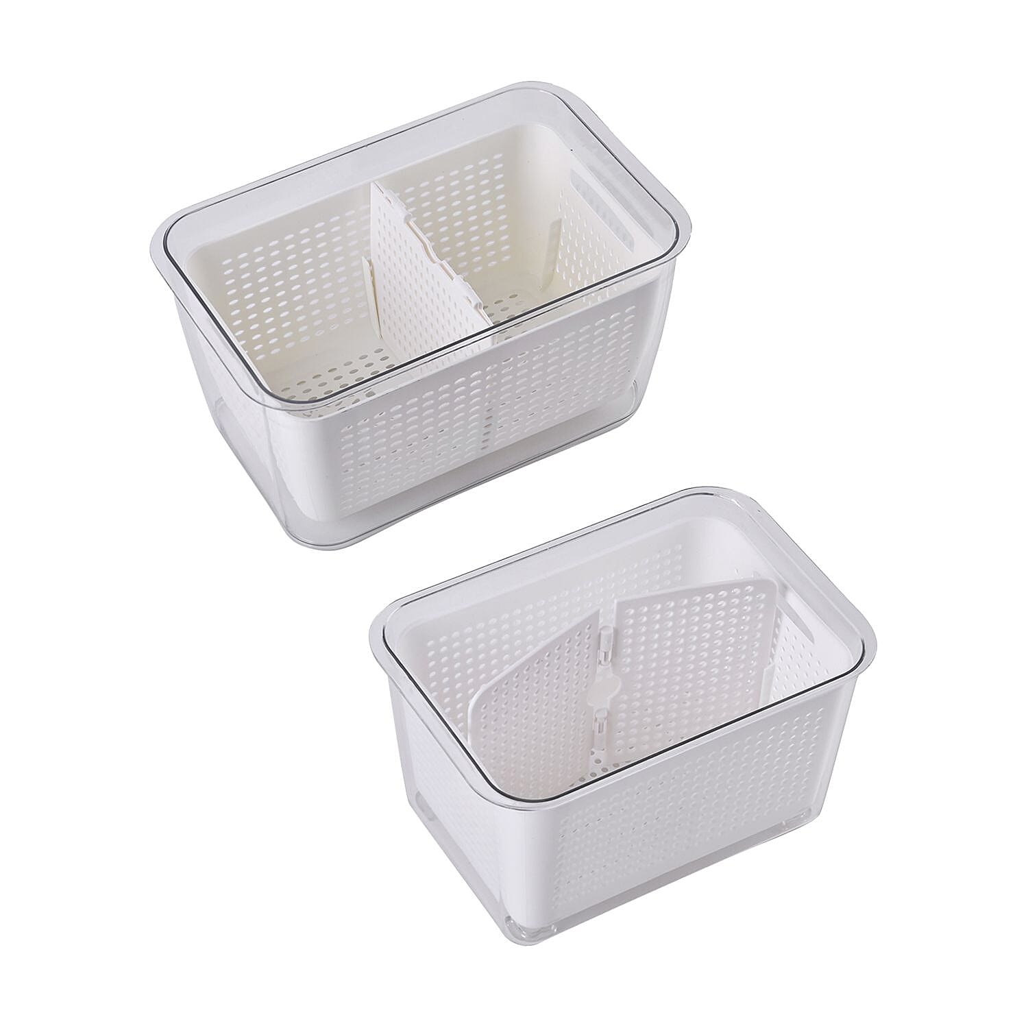 Set of 2  - Homesmart Food Storage Container with Lids (Size 28x18x14 cm, 20x14x11 cm) - Transparent - White