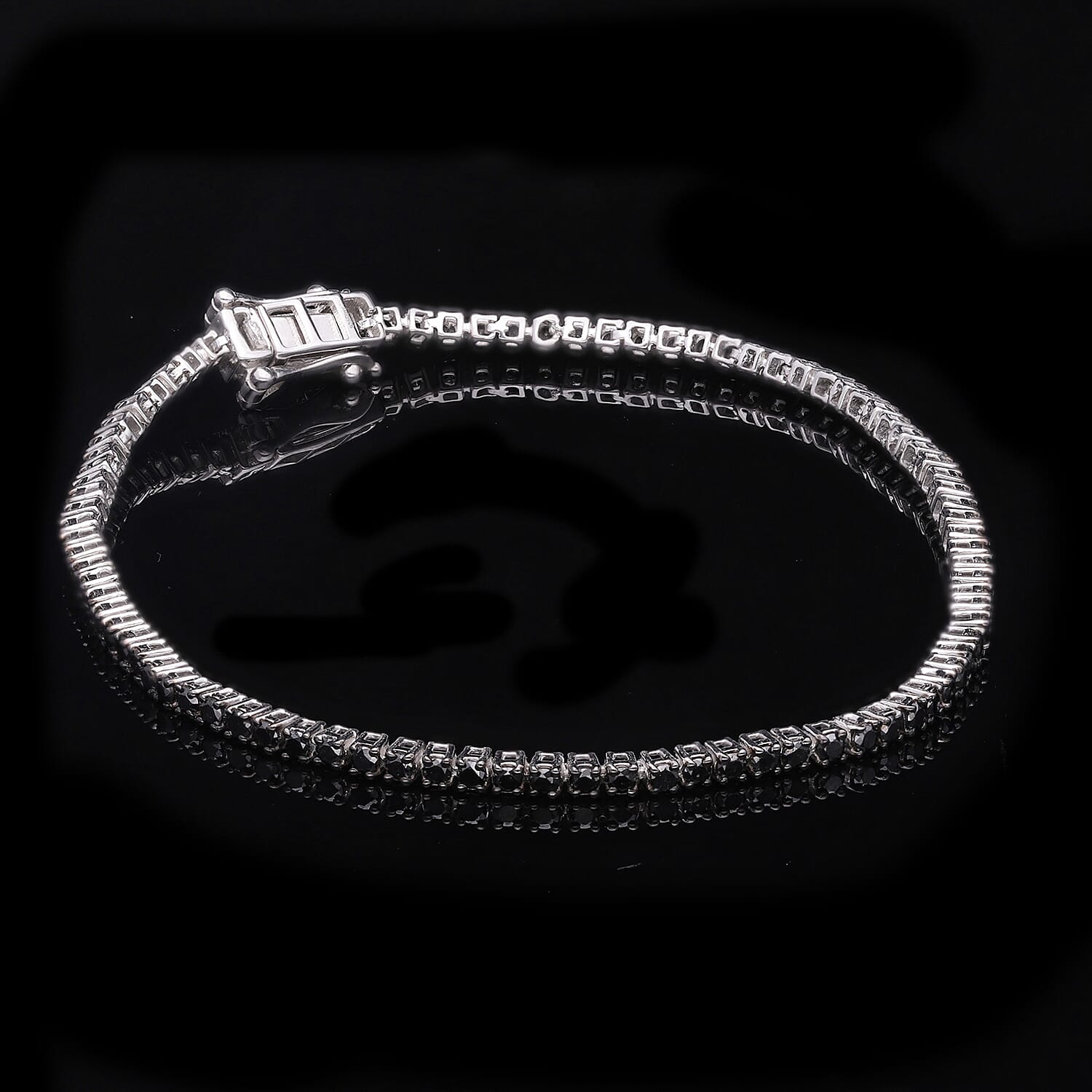 Limited- Black Diamond Bracelet (Size - 7.5) in Platinum Overlay Sterling Silver 2.09 Ct, Silver Wt. 5.29 Gms.