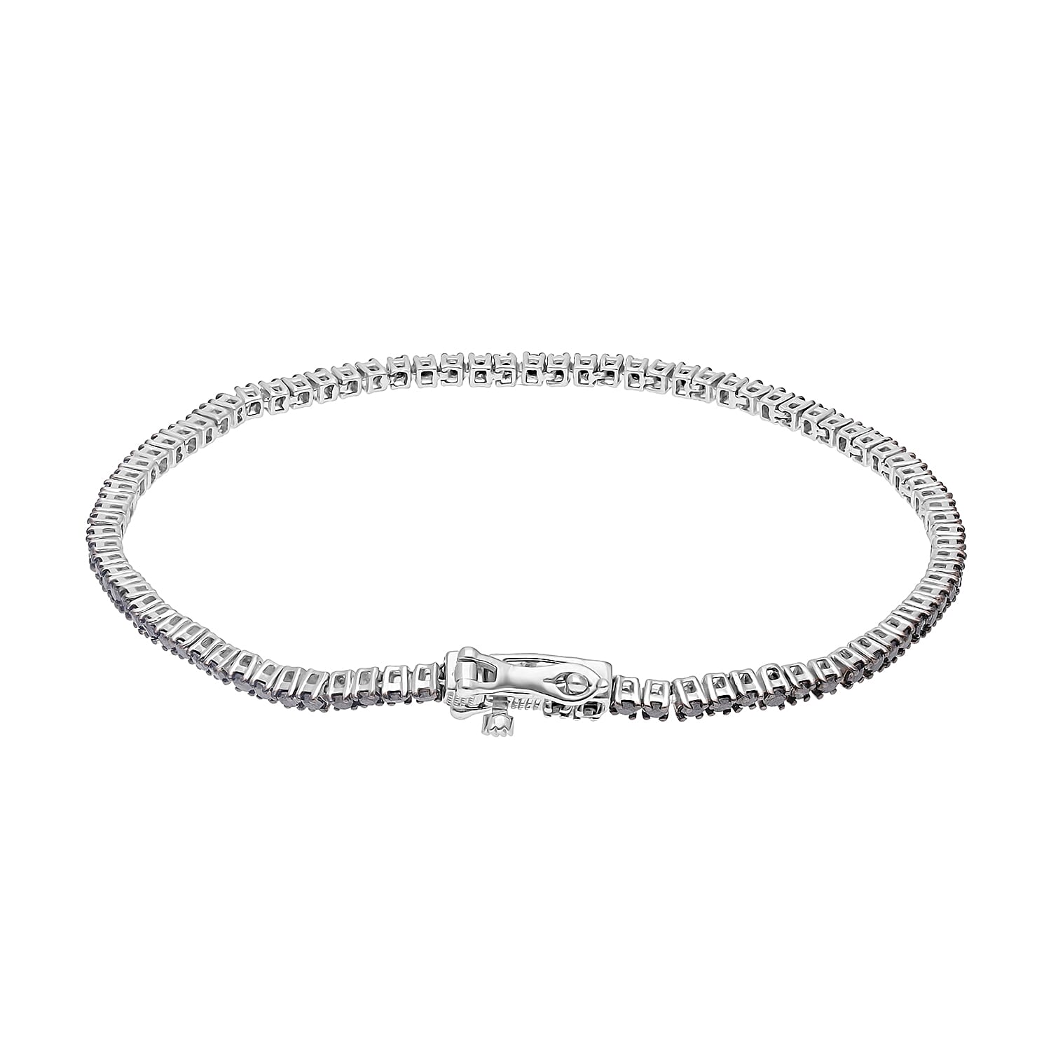 Limited- Black Diamond Bracelet (Size - 7.5) in Platinum Overlay Sterling Silver 2.09 Ct, Silver Wt. 5.29 Gms.